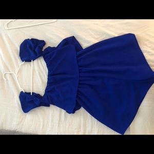 Royal blue off-the-shoulder ROMPER!
